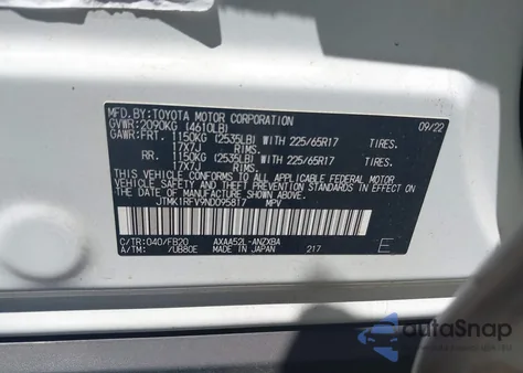 2022 Toyota Rav4 Le из США, поврежденный, VIN JTMK1RFV9ND095817